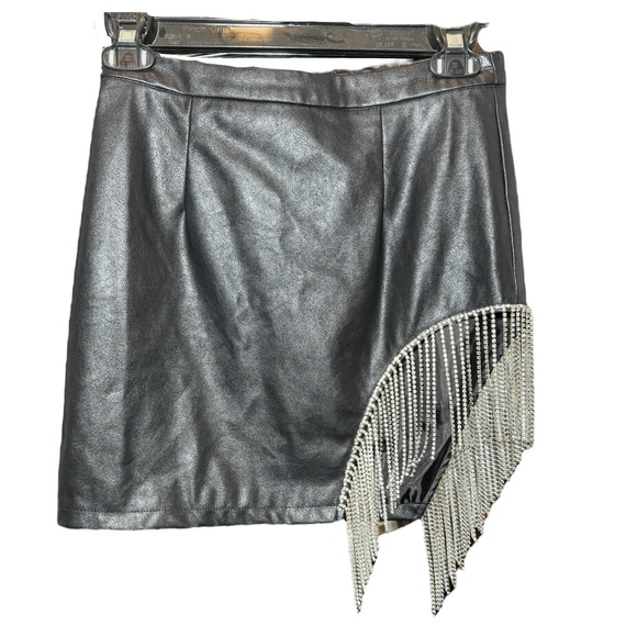 Buddy Love SHOW GIRL CRYSTAL FRINGE MINI SKIRT - BLACK Size XS - Picture 5 of 9